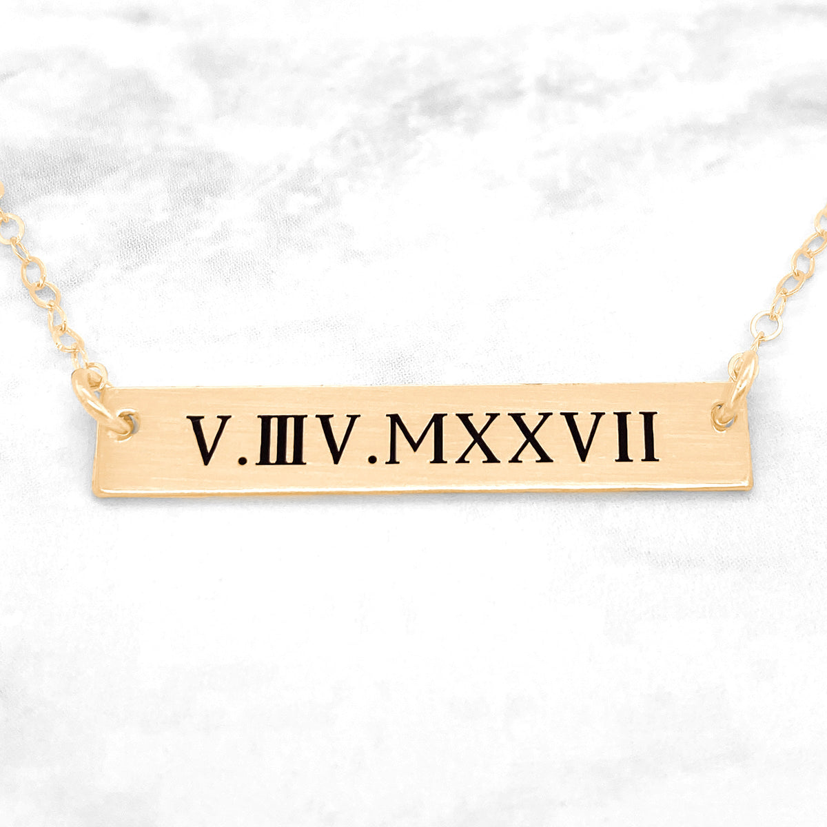 Roman Numeral Bar Necklace - Date In Roman Numerals
