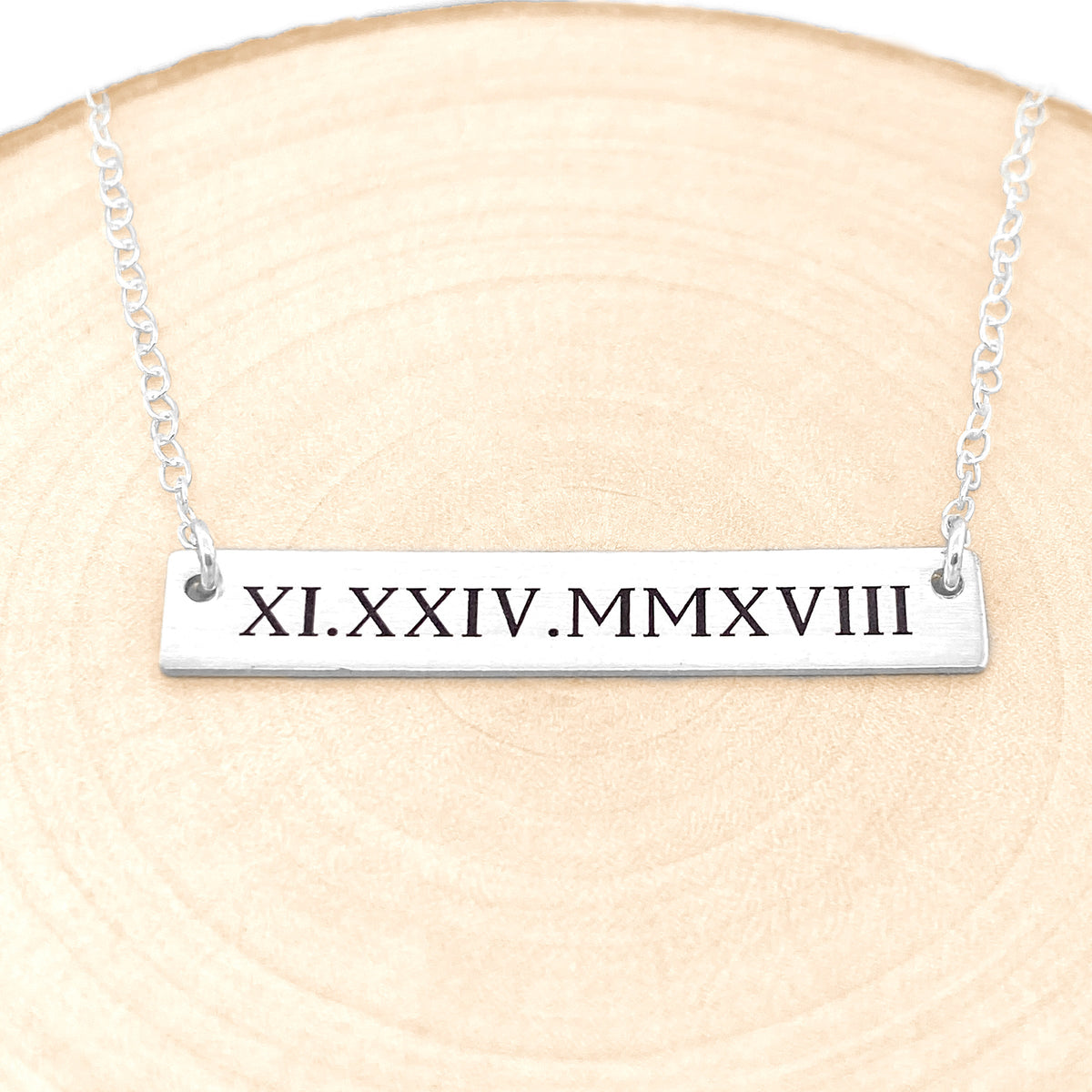 Roman Numeral Bar Necklace - Date In Roman Numerals