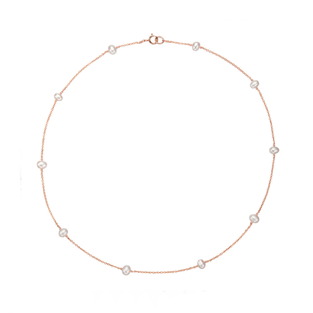 Rose Gold Ten Pearl Choker