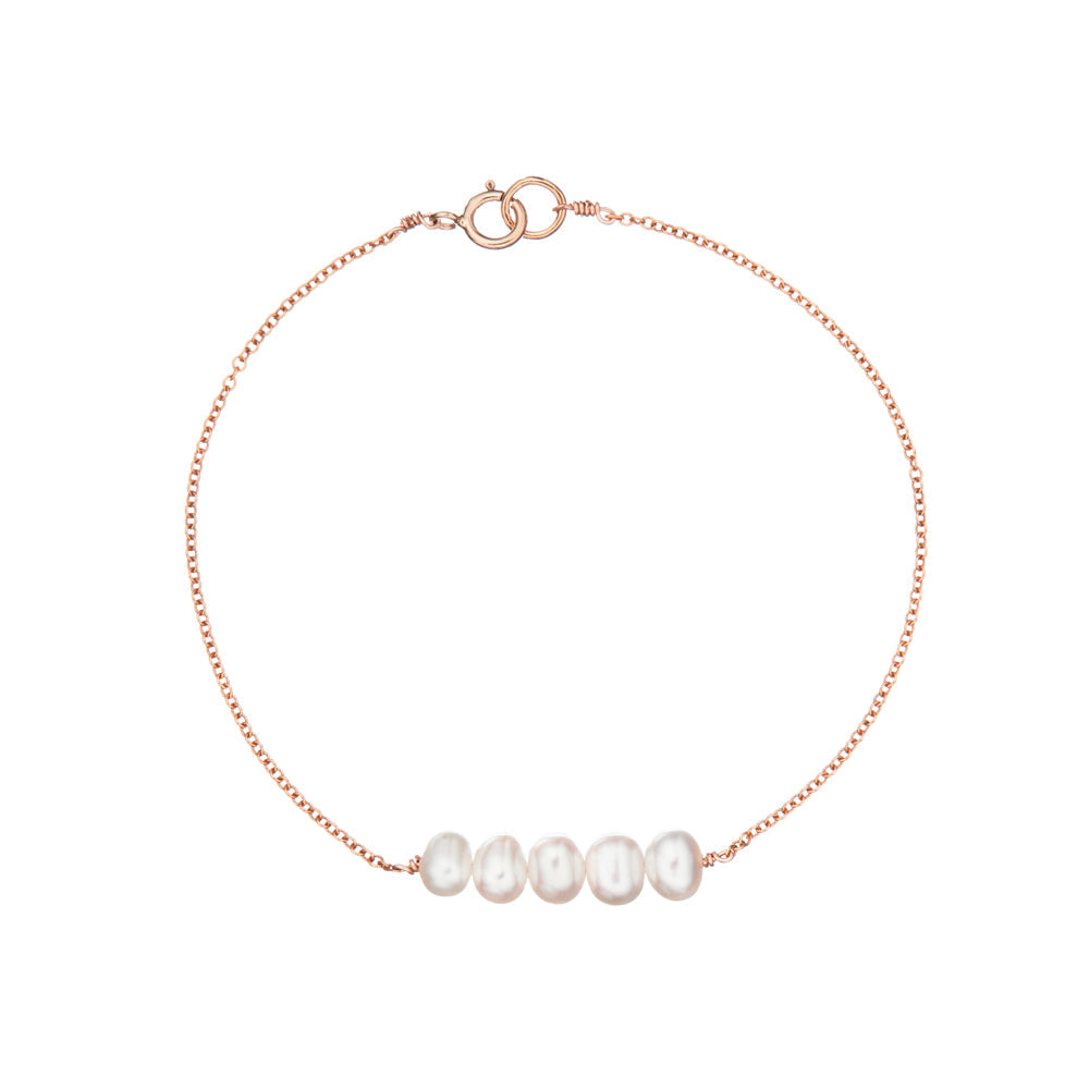 Rose Gold Pearl Cluster Bracelet