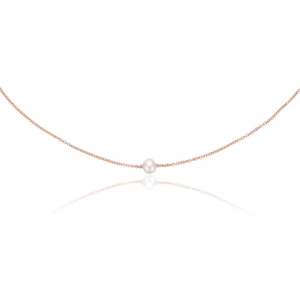 Rose Gold Single Pearl Choker
