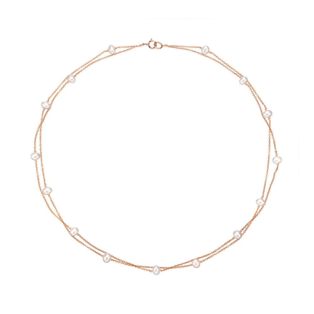 Rose Gold Layered Pearl Necklace