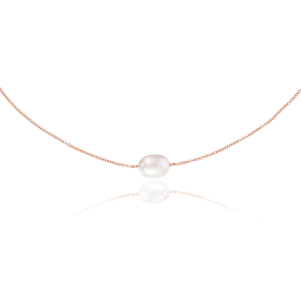 Rose Gold Large Single Pearl Choker