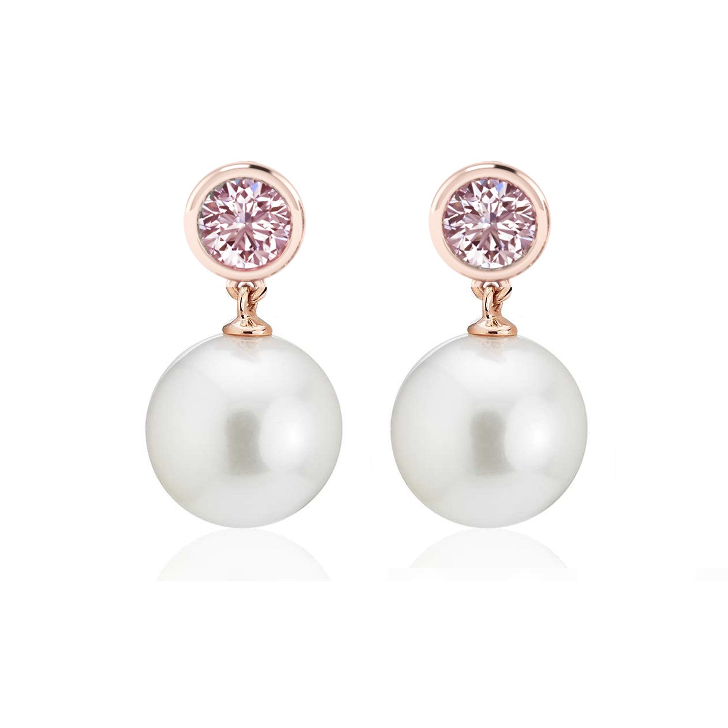 Rose Gold Morganite & Pearl Drop Earrings