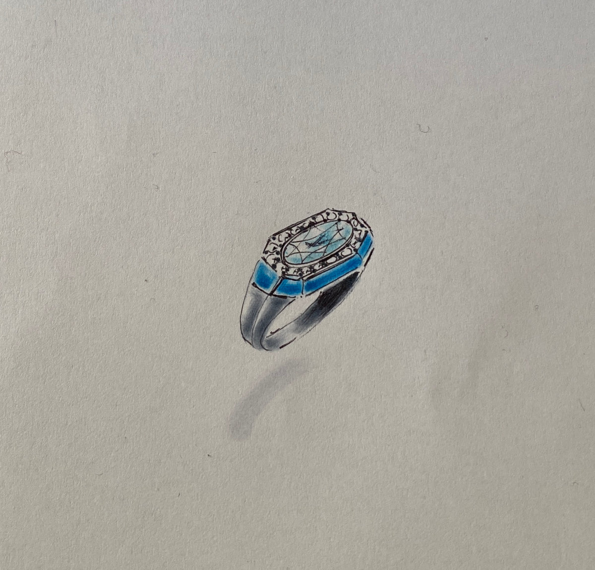Custom made Blue Rock Ring
