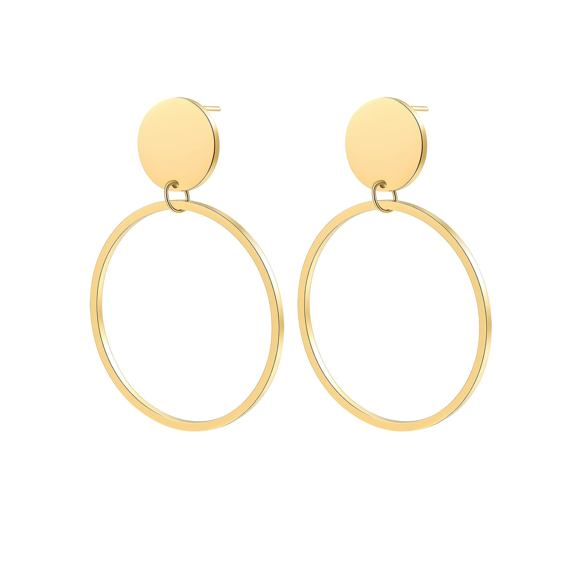 Round Drop Hoop Earrings Waterproof