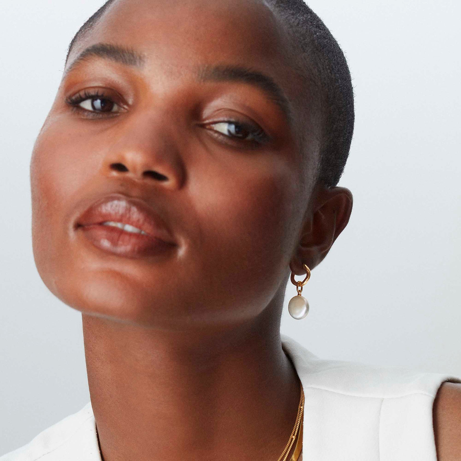 Organic Round Pearl Hoops Silver