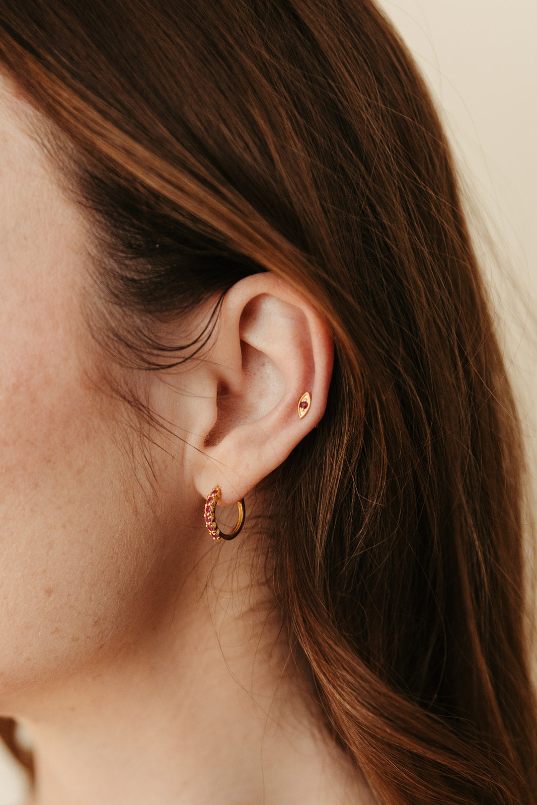 Evil Eye Stud Earrings - Ruby