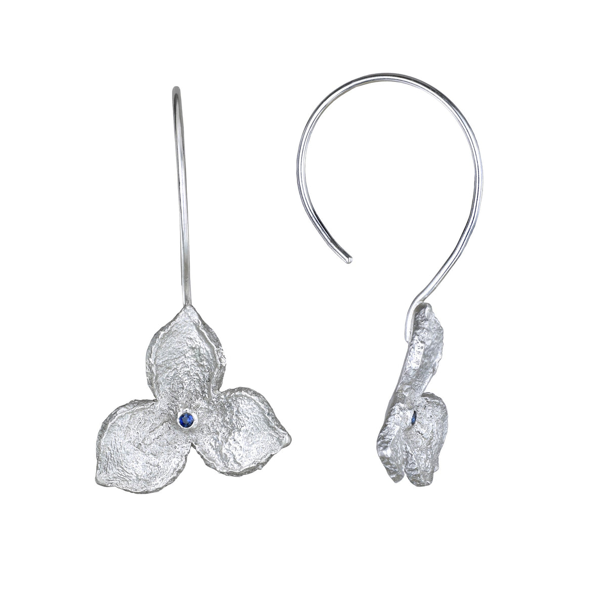 the seed pod with blue sapphires hoop earrings