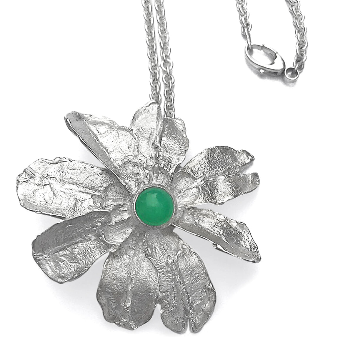 the limited edition chrysoprase stone pinecone scales pendant