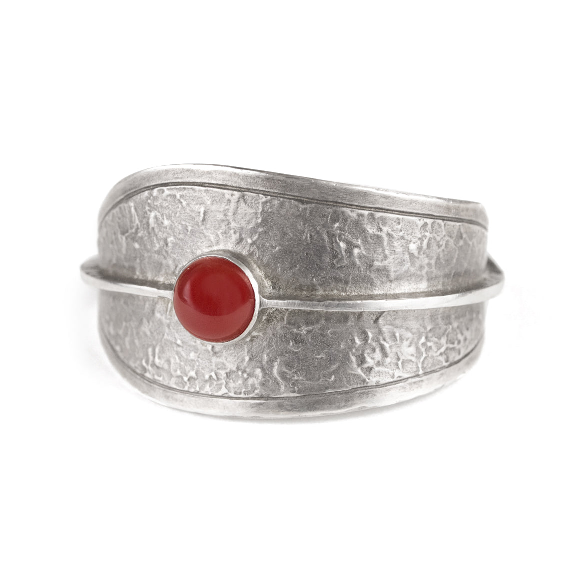 The silver with a carnelian Ethiopian Shield Cuff - one of a kind