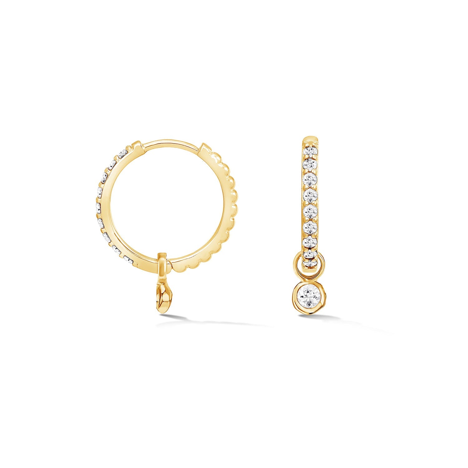 White Sapphire Dewdrop Charm Hoops