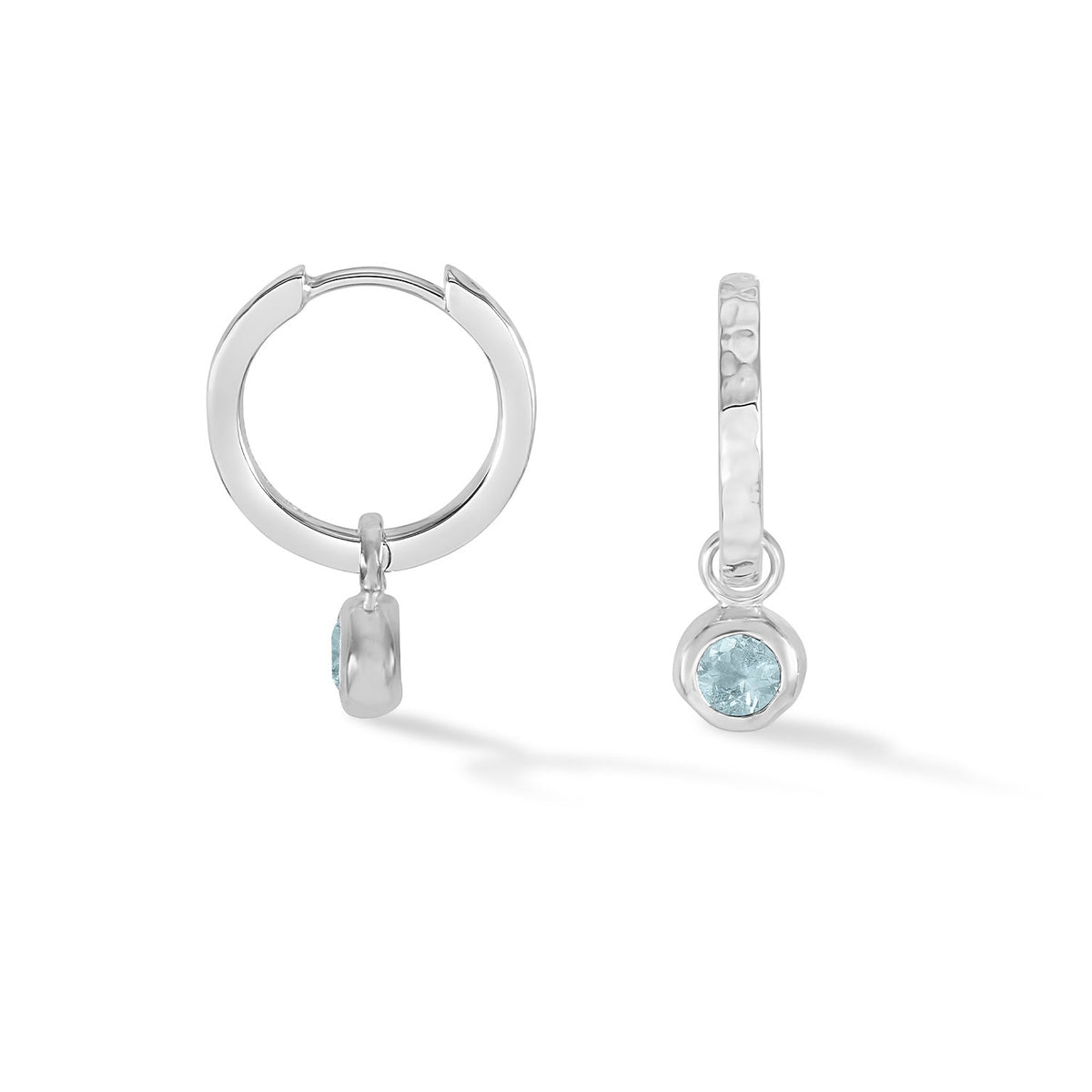 Aquamarine Hammered Huggie Hoops