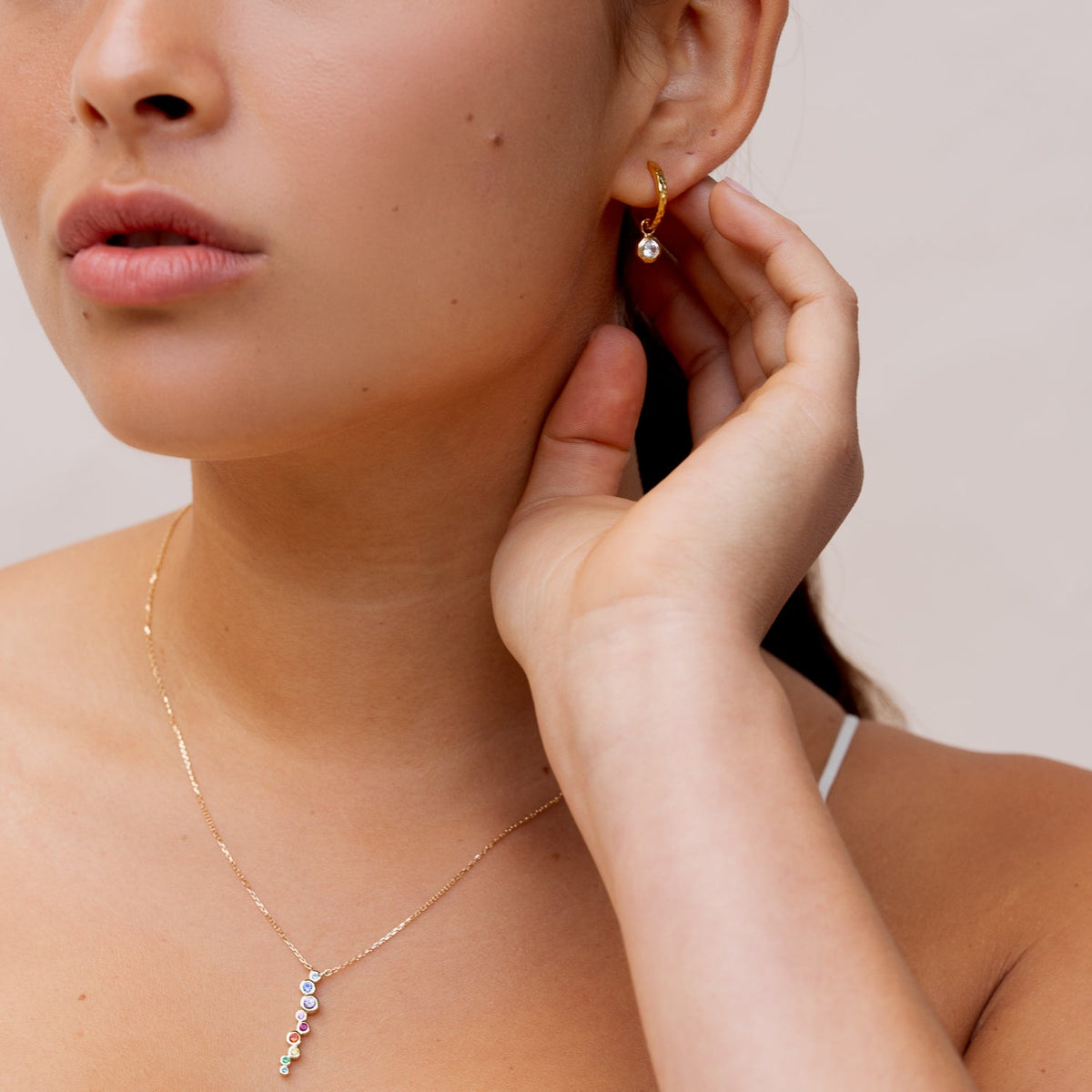 White Sapphire Hammered Huggie Hoops