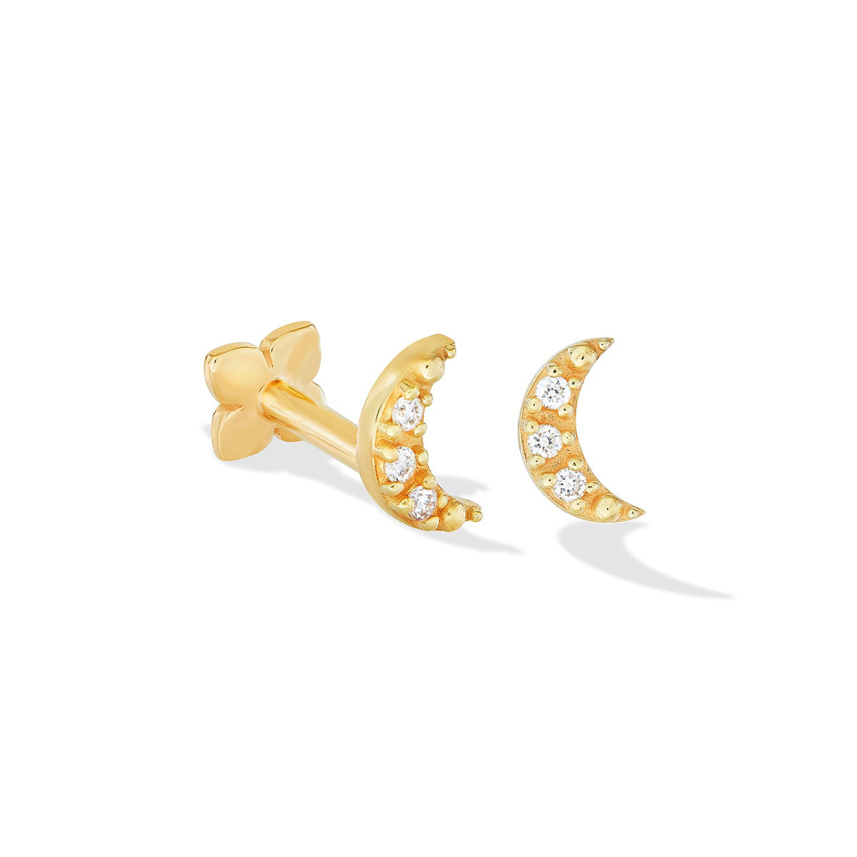 9k Diamond Crescent Moon Single Labret