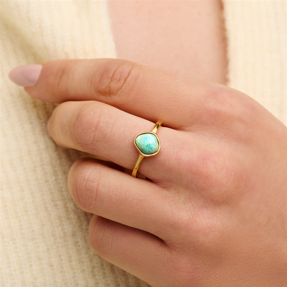 Organic Amazonite Ring (Gold)