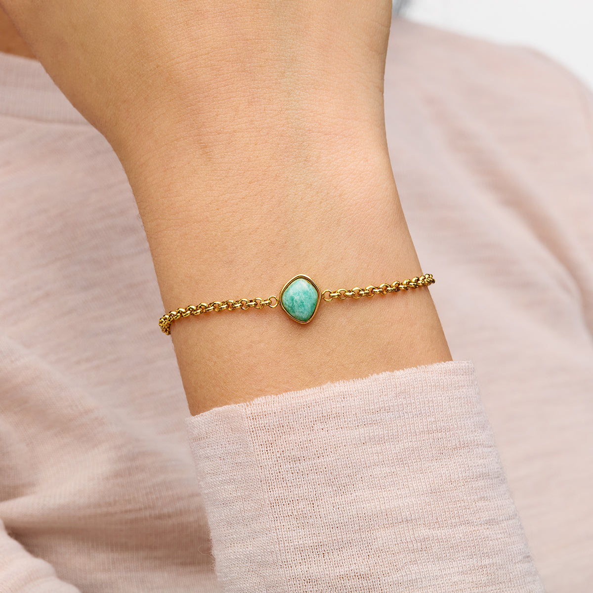 Organic Amazonite Bracelet (Gold)