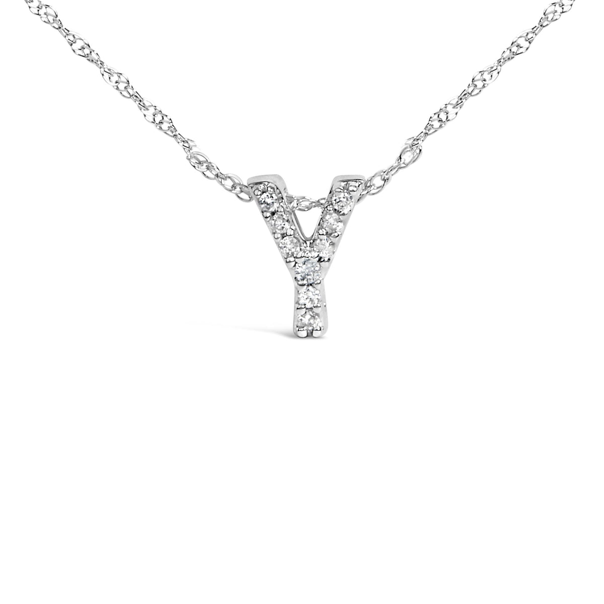 10K White Gold Diamond Accent 'A to Z' Alphabet Initial Pendant Necklace (H-I Color, I2-I3 Clarity) - 18' Inches