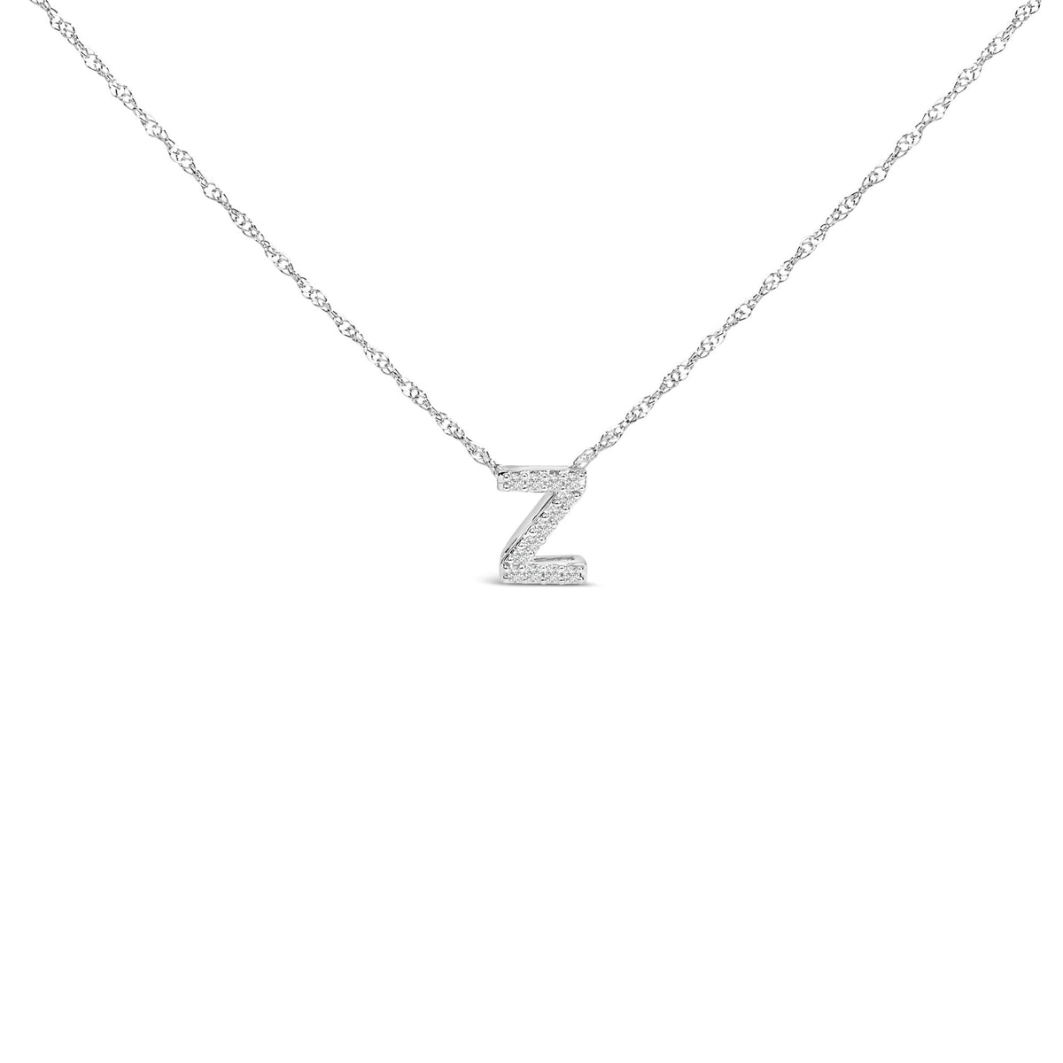 10K White Gold Diamond Accent 'A to Z' Alphabet Initial Pendant Necklace (H-I Color, I2-I3 Clarity) - 18' Inches