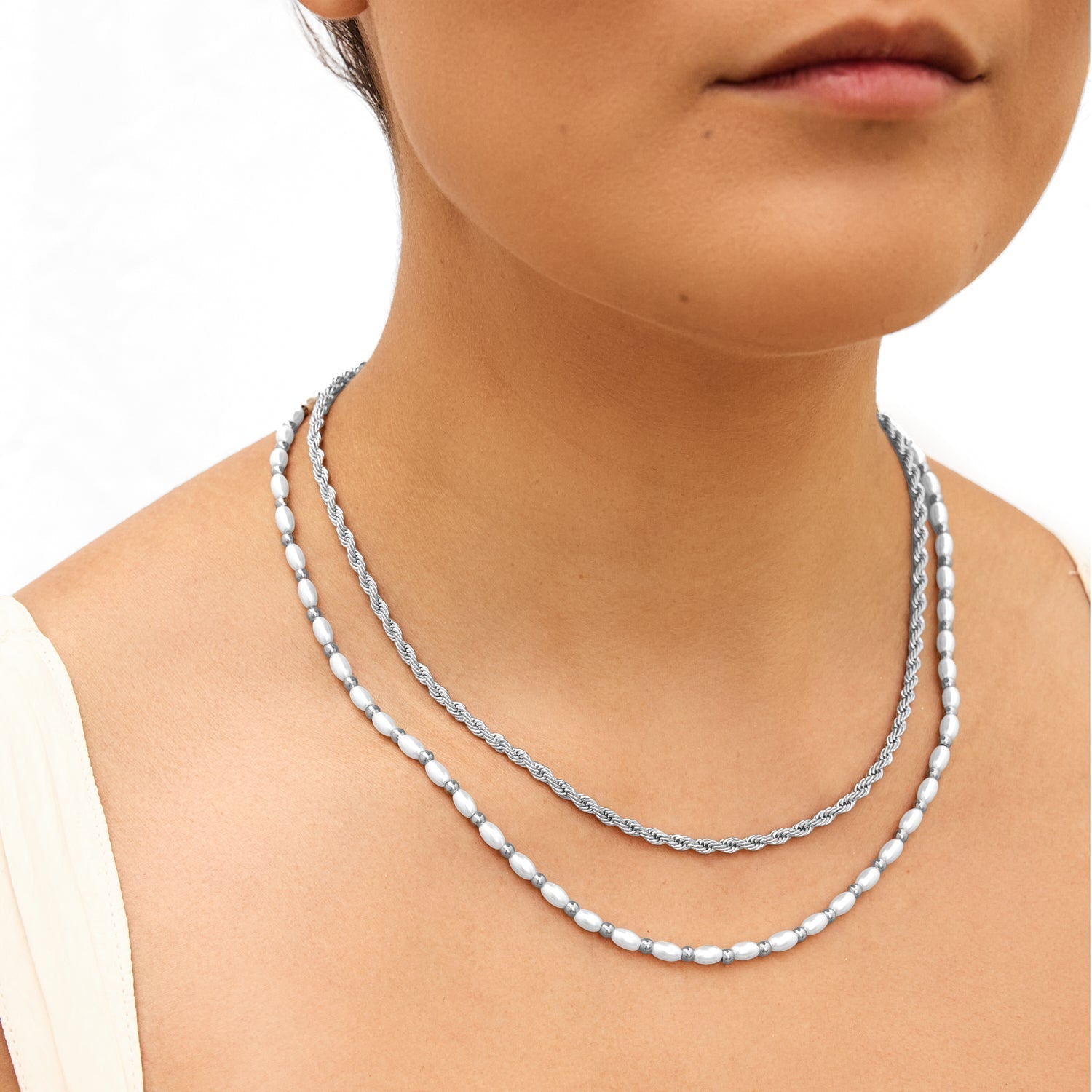 Small Rope Chain Necklace (Silver)