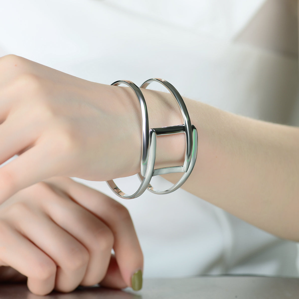 Colette Interlaced Silver Geometric Bracelet