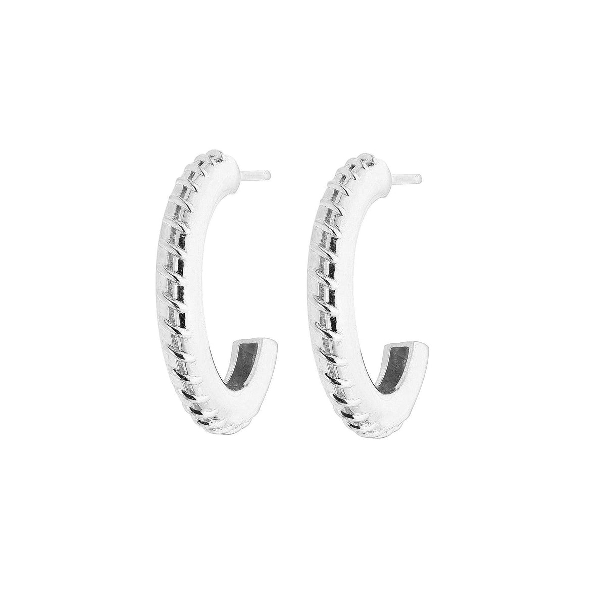 Silver Cord Hoops