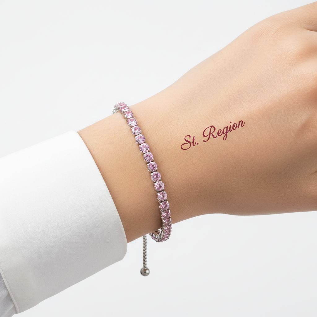 Pink Cubic Zirconia & Silver-Plated Adjustable Link Bracelet