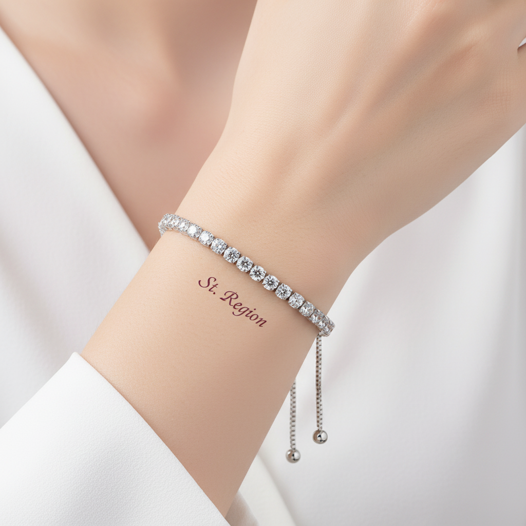 Cubic Zirconia & Silver-Plated Adjustable Link Bracelet
