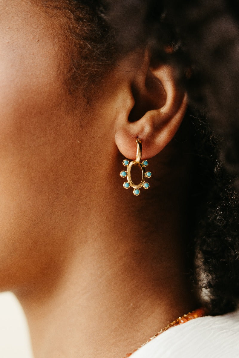 Dolly Hoop Earrings - Turquoise