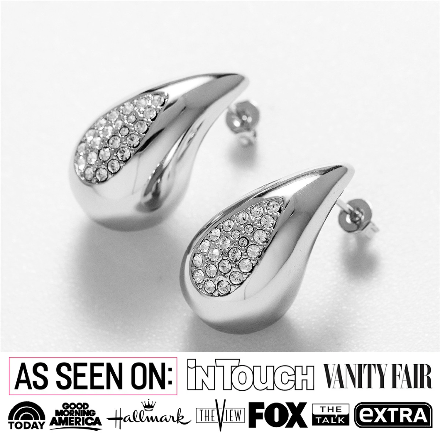 Sally 18k White Gold Plated Teardrop Stud Earrings with Swarovski Crystals