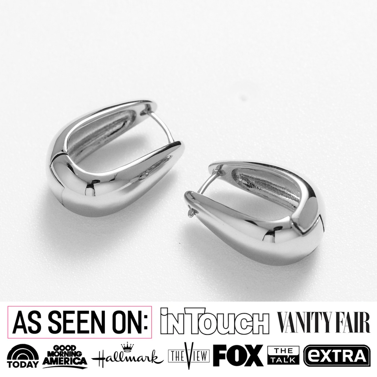 Salma 18k White Gold Plated U-Shaped Hoop Earrings