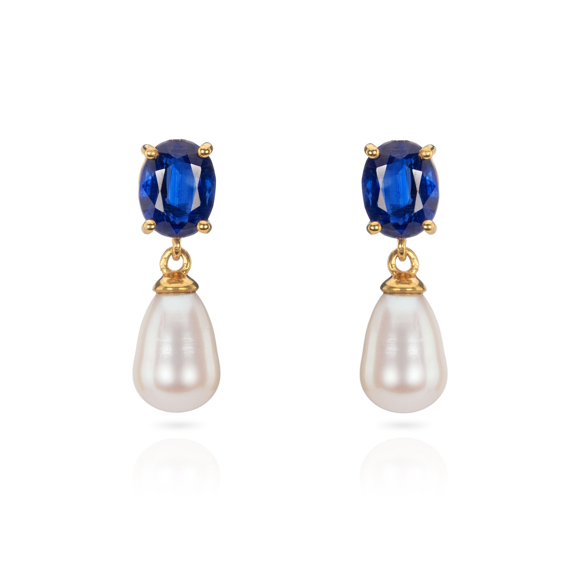 Kyanite and Baroque Pearl Short Drop Earrings