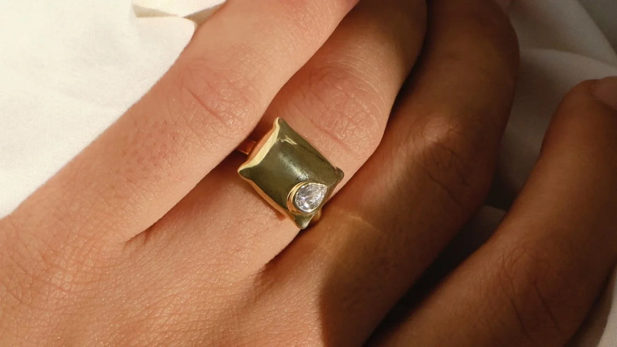 "I DO" Pear Ring