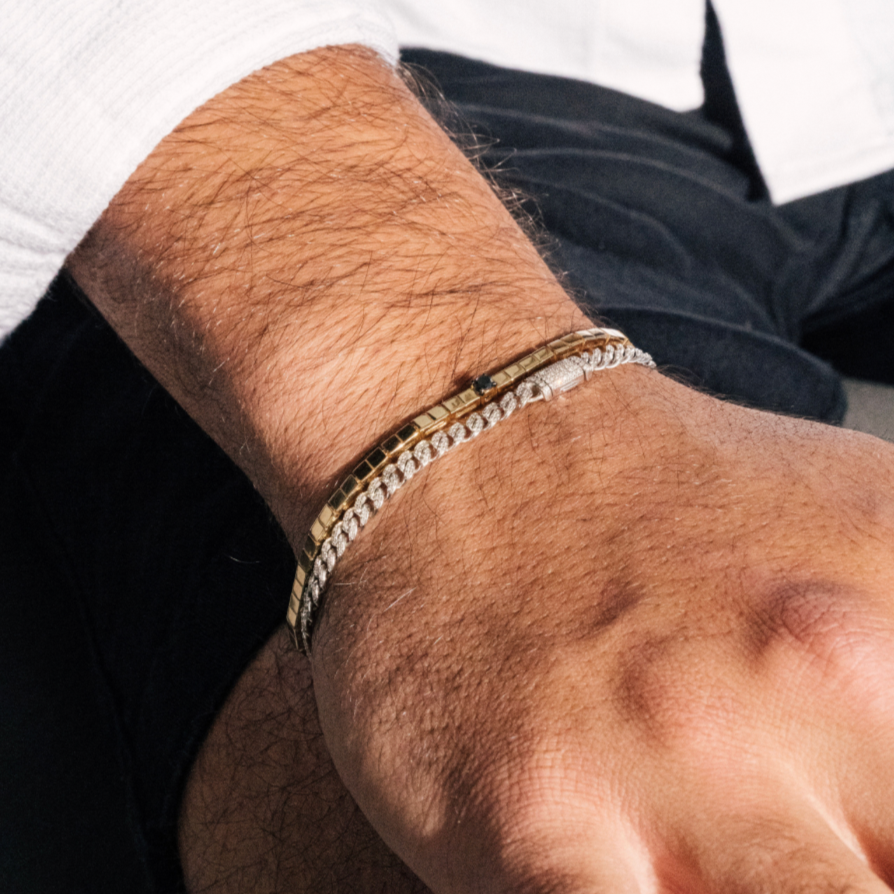 Gold Square Black Diamond Circle Bracelet