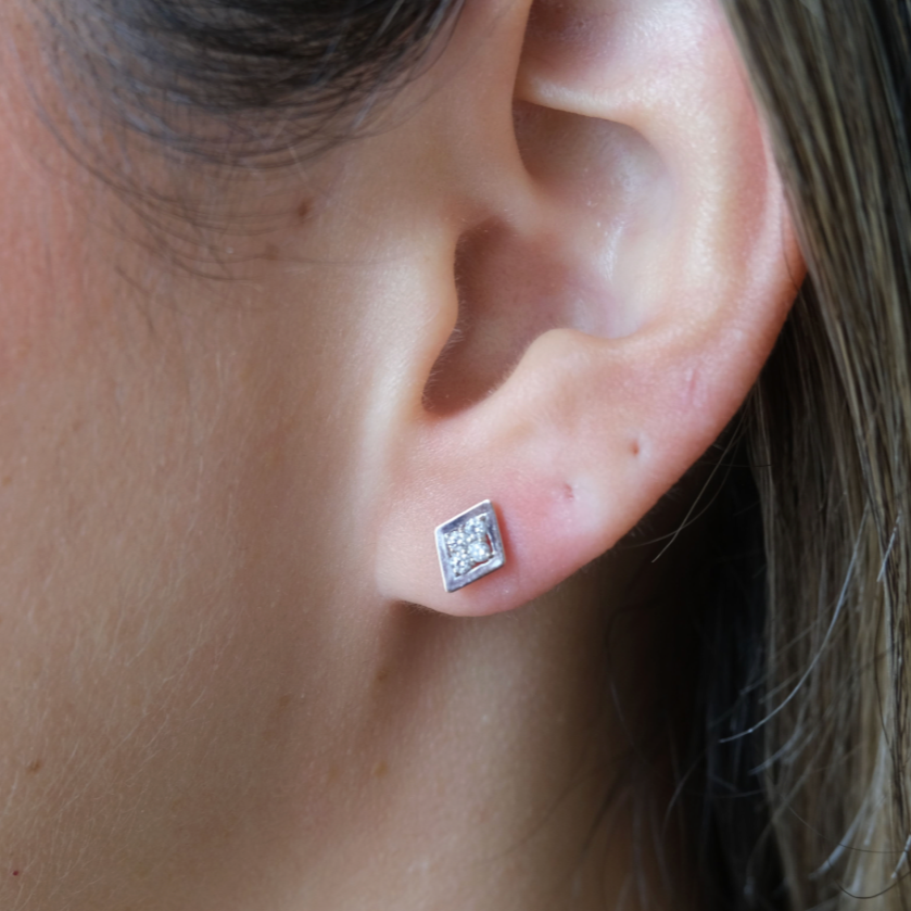 Gold Rhombus Diamond Shape Earring
