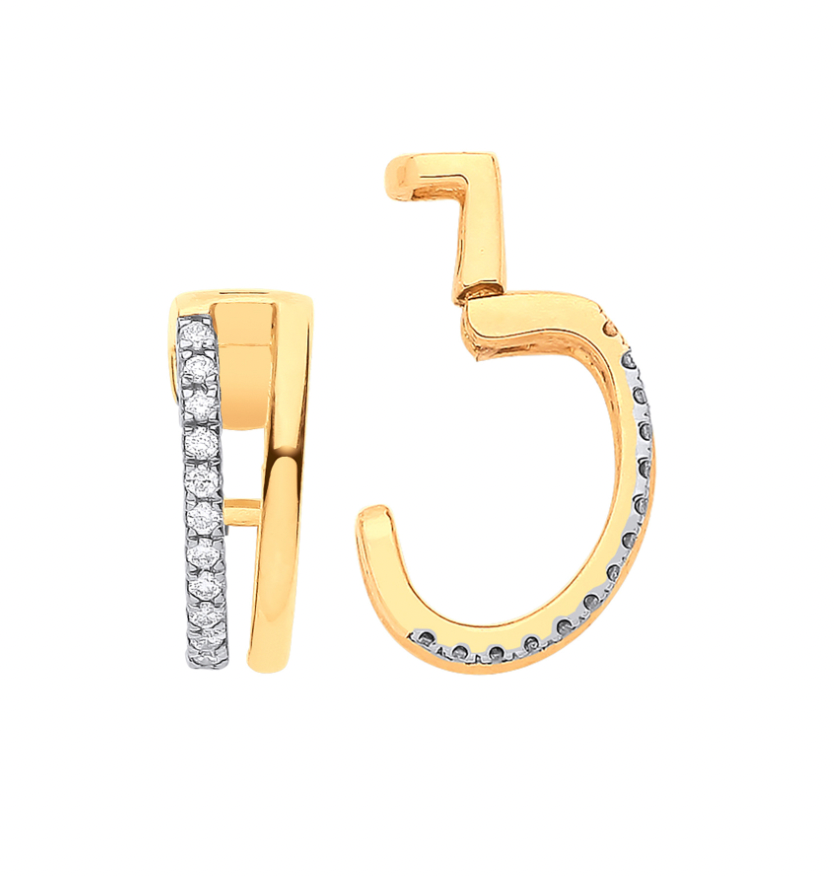 9ct Yellow Gold Diamond Cuff Earring