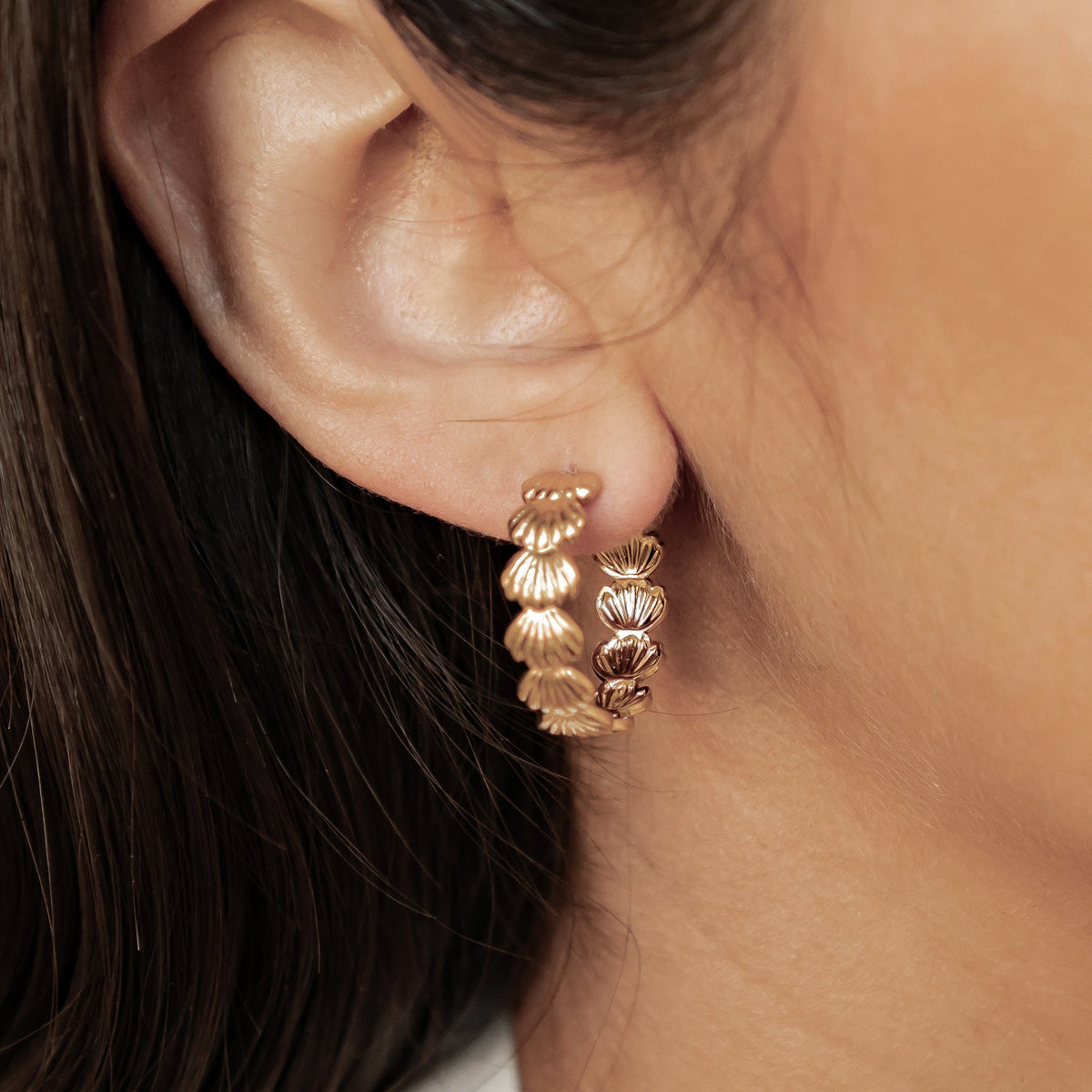 Seashell Hoop Earrings Waterproof