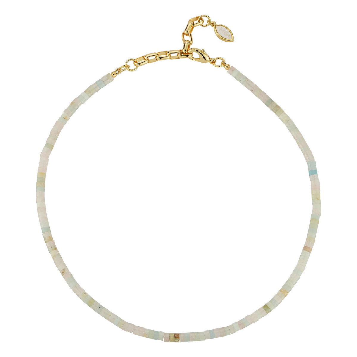 Semi Precious Aquamarine Heishi Necklace