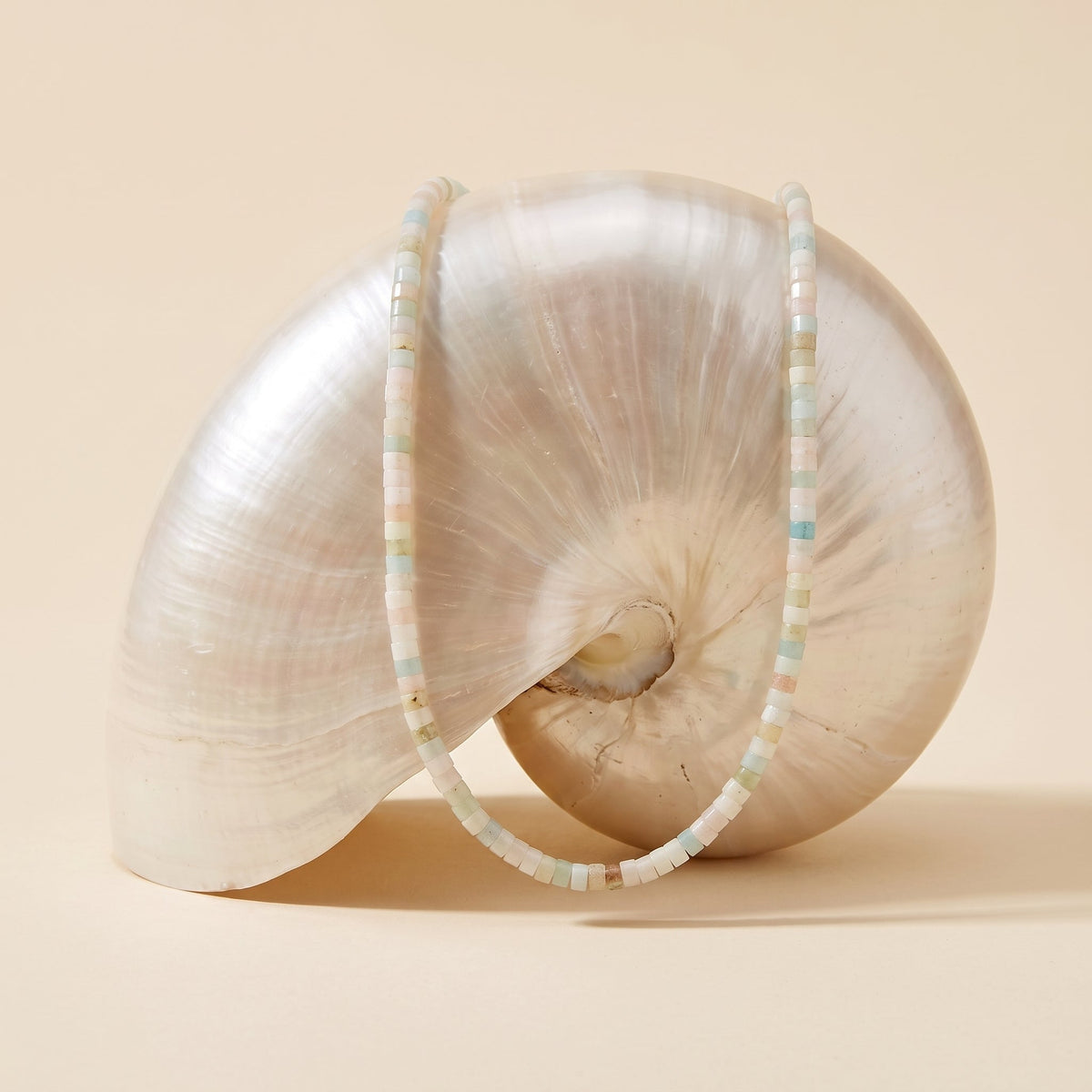Semi Precious Aquamarine Heishi Necklace