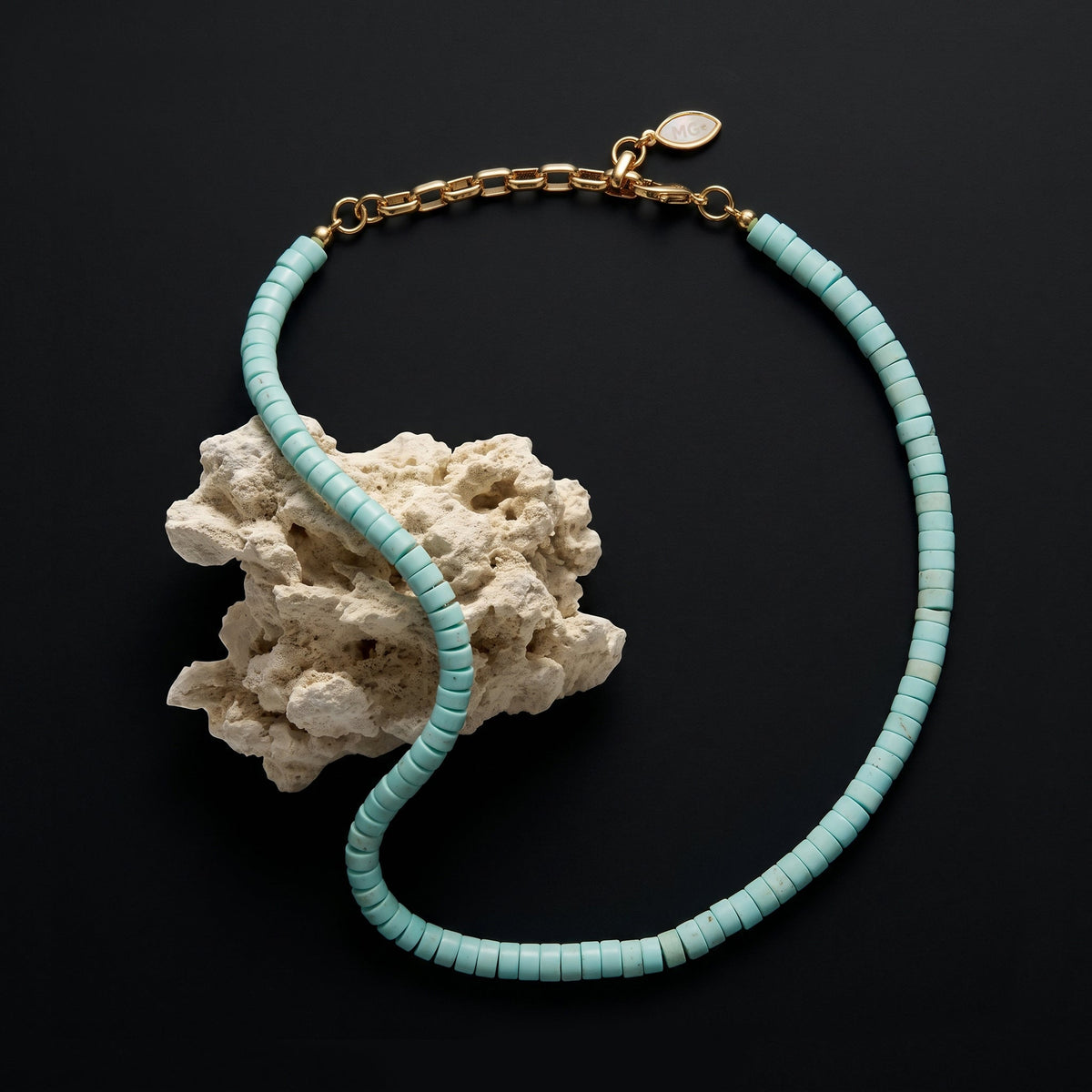 Semi Precious Turquoise Heishi Necklace