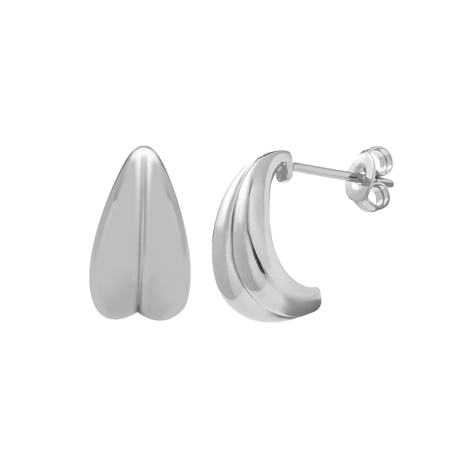 Shae 18k White Gold Plated Semi-Hoop Curved Stud Earrings