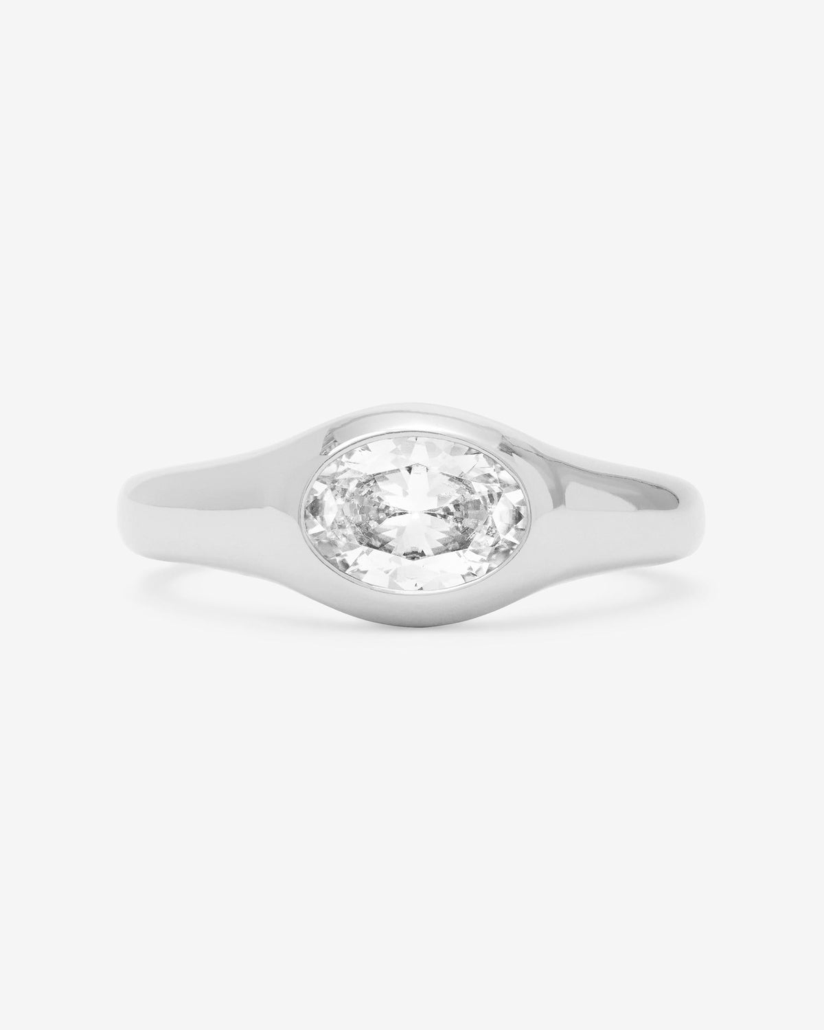 She's a Boss Signet Ring - Silver|White Diamondettes