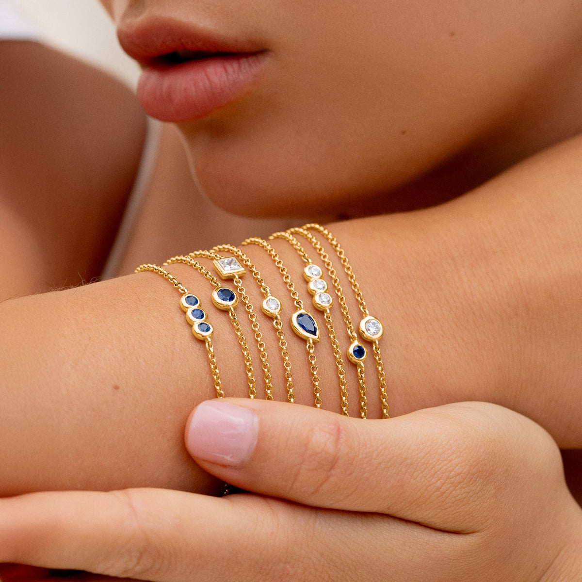 9k Round 3mm Diamond Dew Chain Bracelet