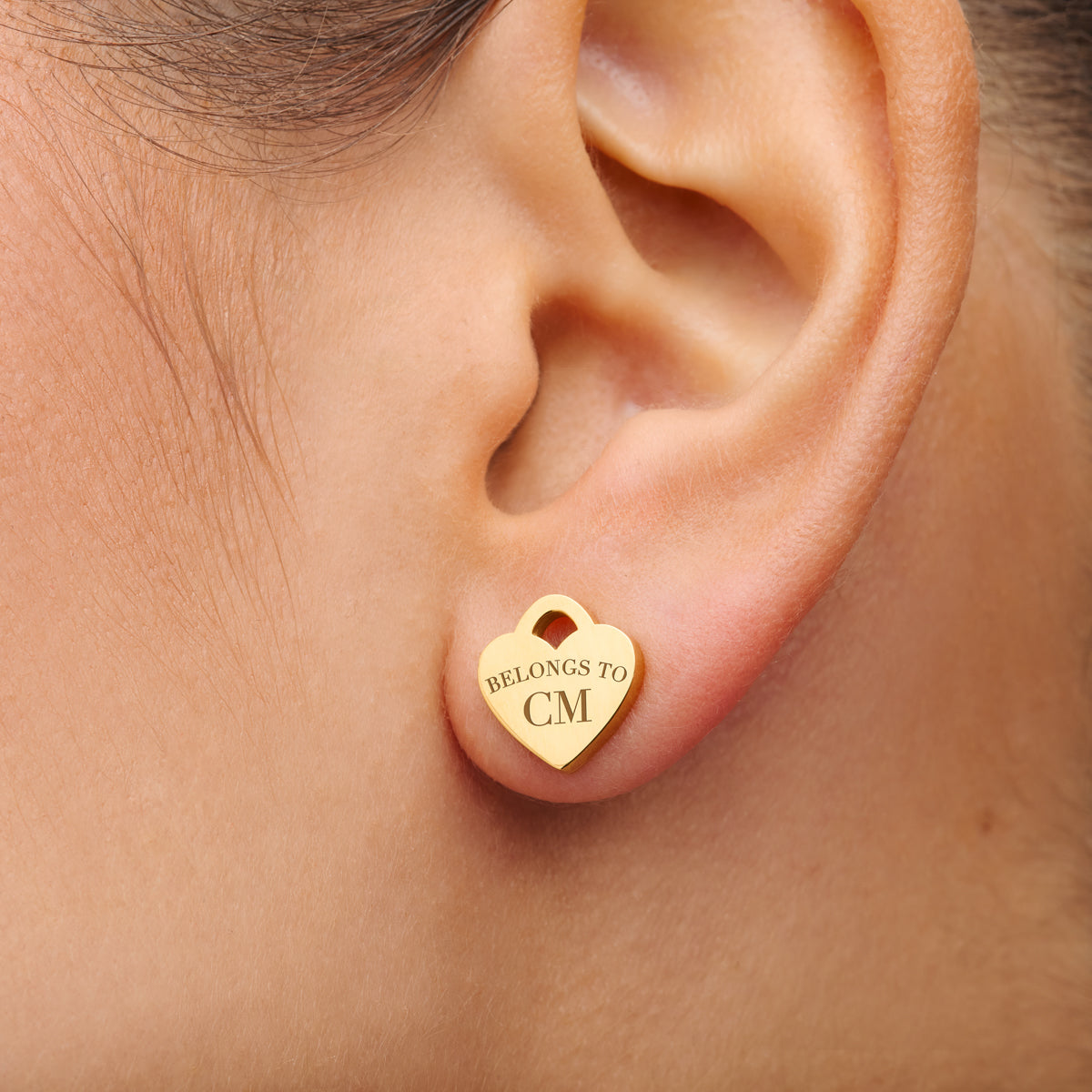Heart Token Stud Earring (Gold)