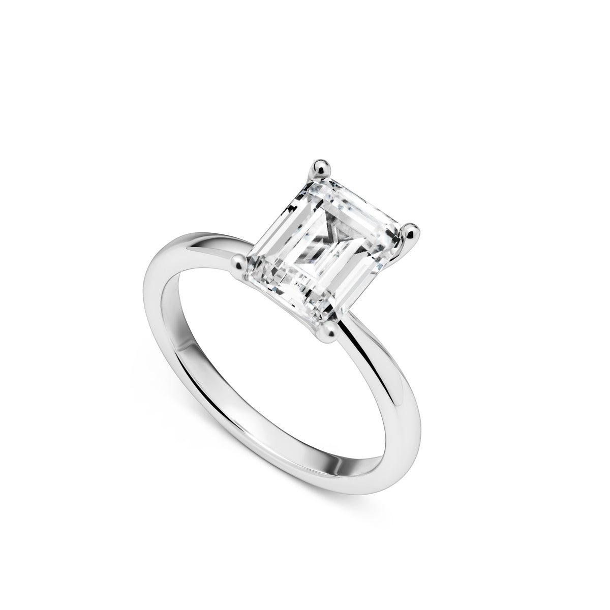 Emerald Cut Solitaire Ring 2ct (Silver)