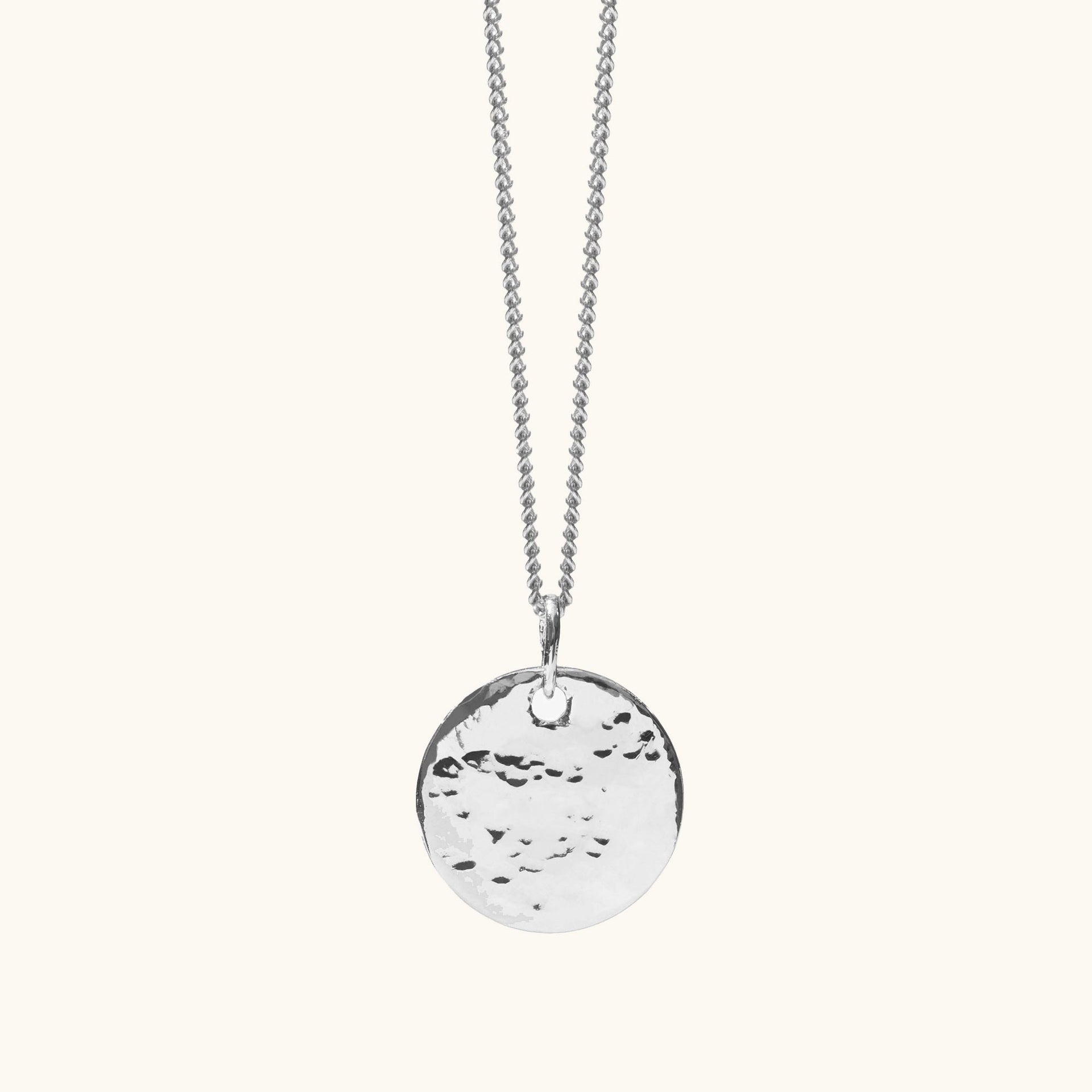 Personalised Hammered Necklace Silver