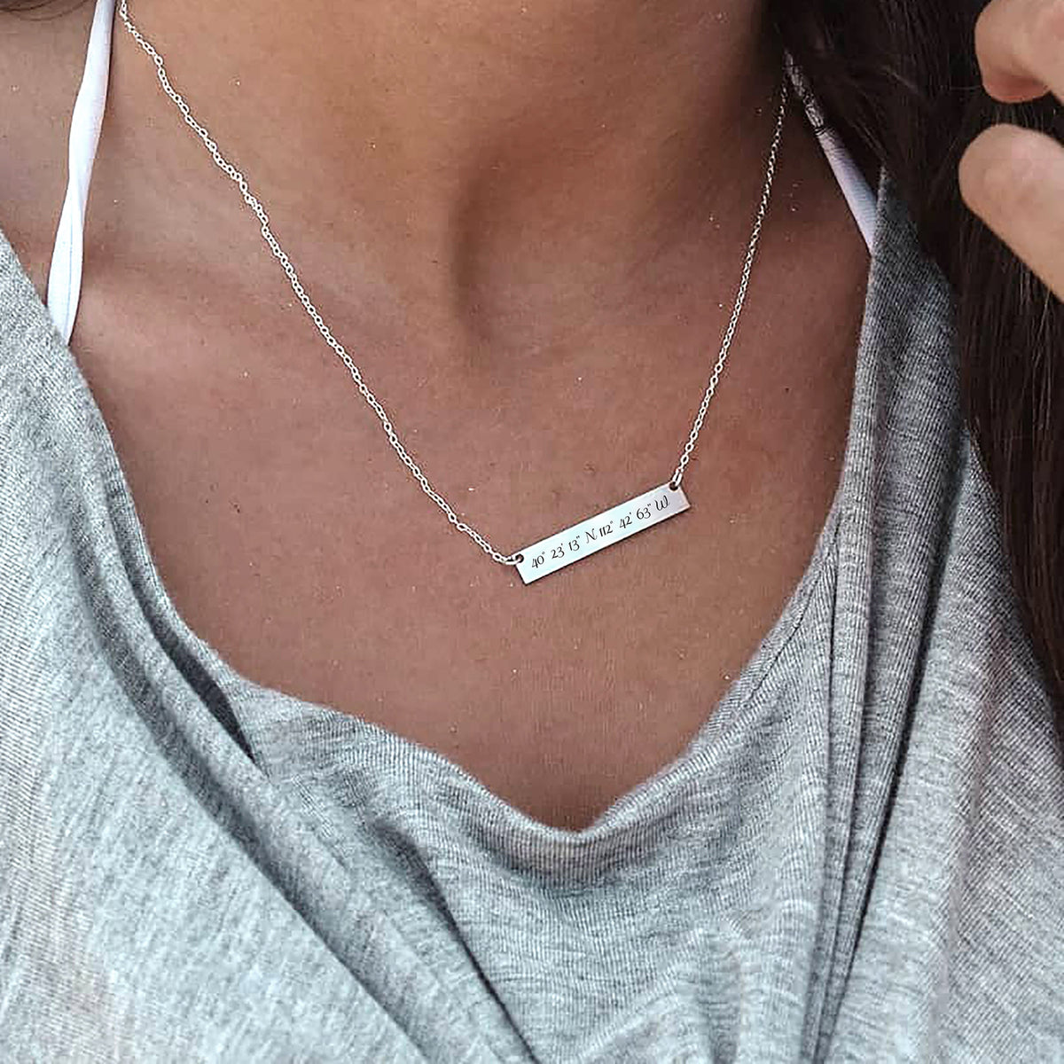 Coordinates Necklace - Custom Bar Jewelry