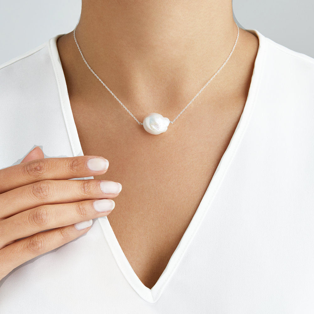 Silver Large Baroque Pearl Choker