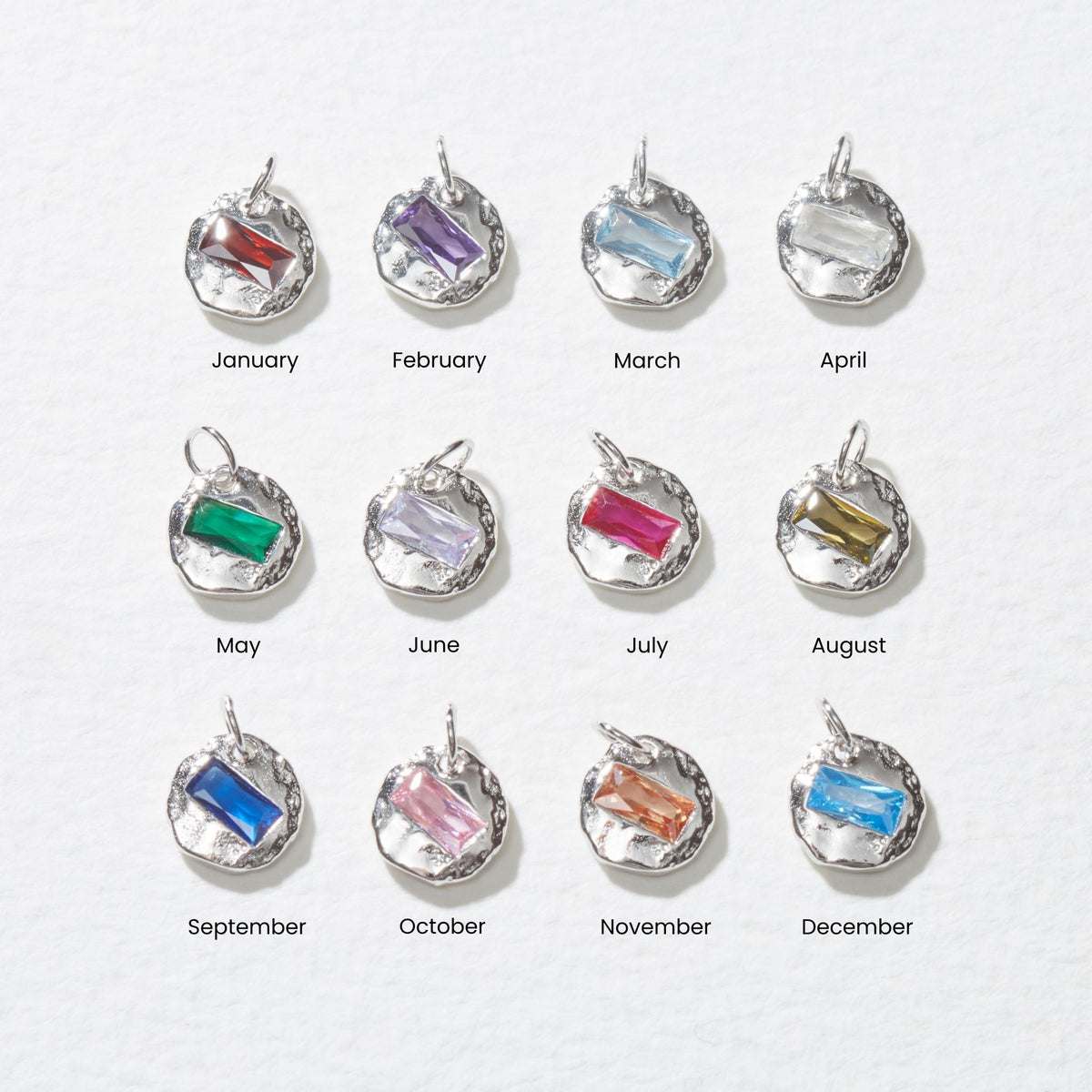 Mini Birthstone Necklace Silver