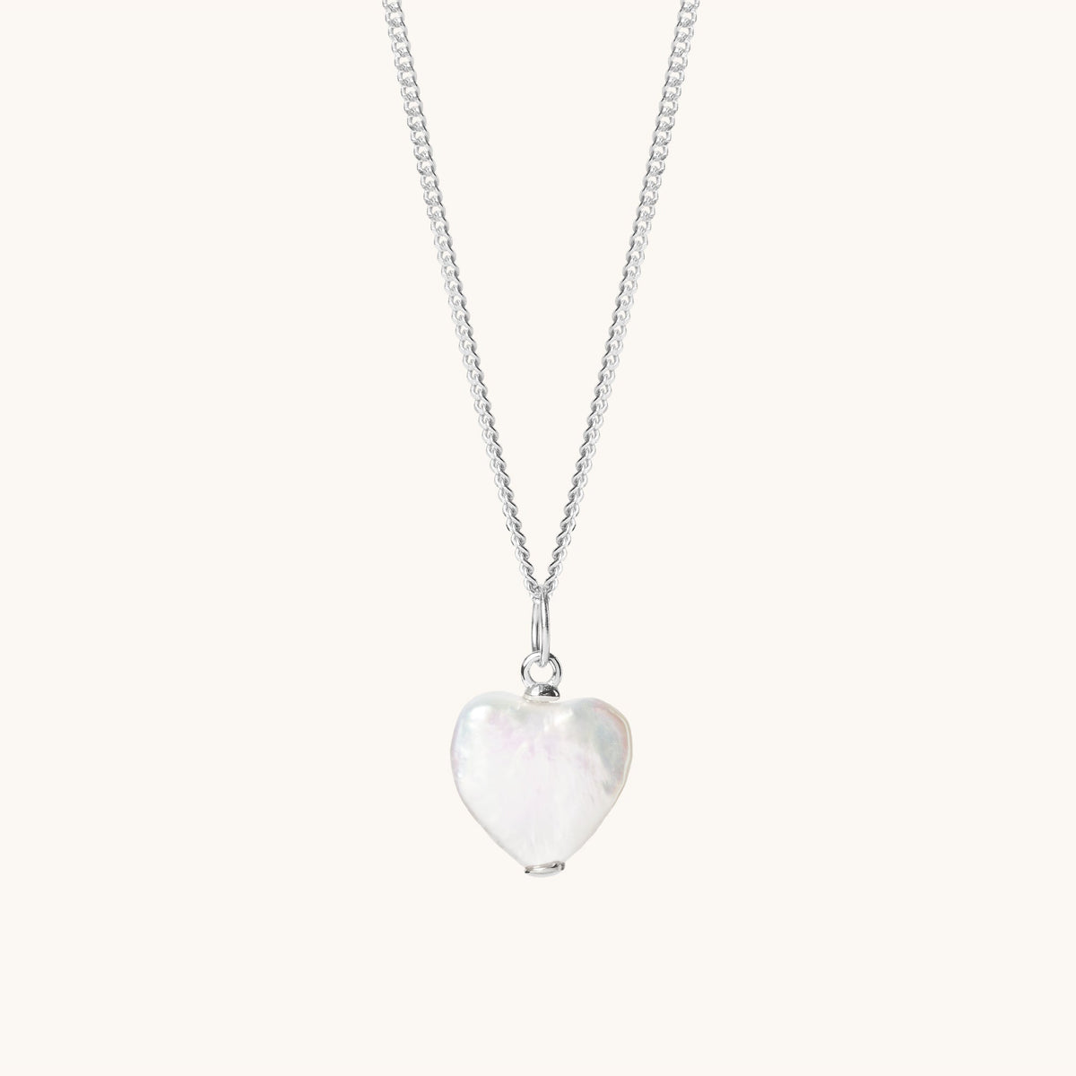 Pearl Heart Necklace Silver